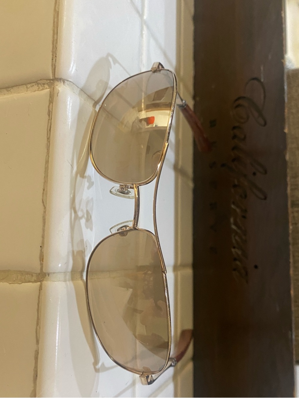 Chrome Hearts Gold Metal Aviator Sunglasses with Brown Lenses